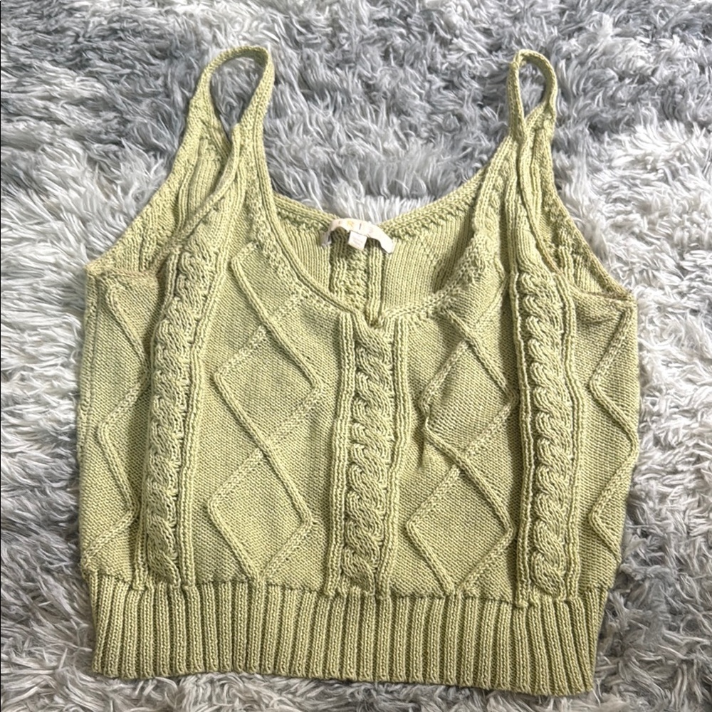 Cable Knit Olive Green Women's Top